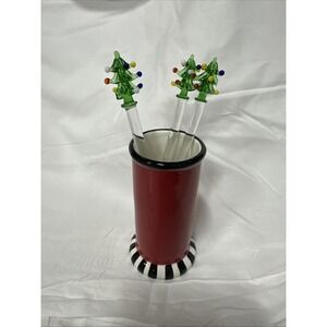 Fitz and Floyd Cheers Swizzle Sticks with Holder 3 Swizzle‎ Not 4